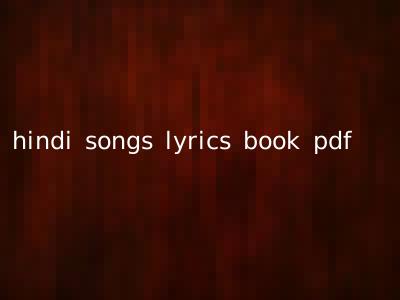 hindi songs lyrics book pdf