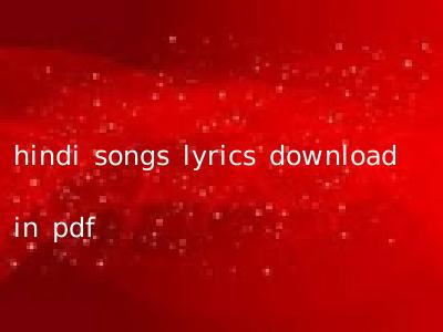 hindi songs lyrics download in pdf